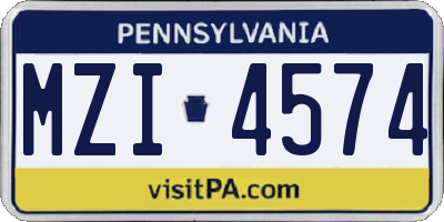 PA license plate MZI4574