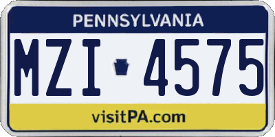 PA license plate MZI4575