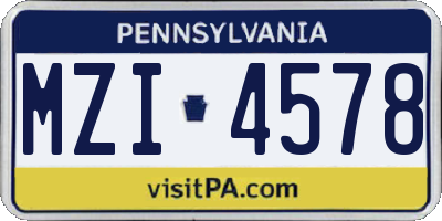 PA license plate MZI4578