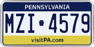 PA license plate MZI4579