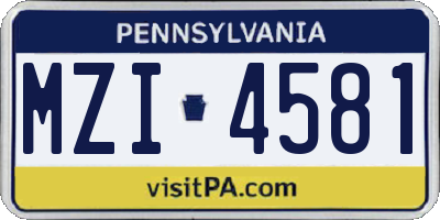 PA license plate MZI4581