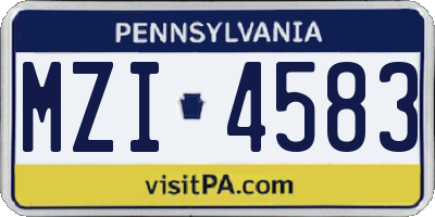 PA license plate MZI4583