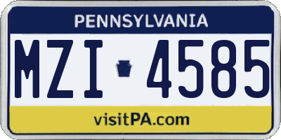 PA license plate MZI4585