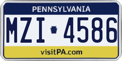 PA license plate MZI4586