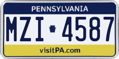 PA license plate MZI4587