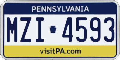 PA license plate MZI4593