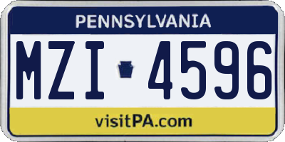 PA license plate MZI4596