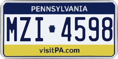 PA license plate MZI4598