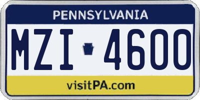 PA license plate MZI4600