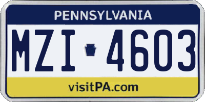 PA license plate MZI4603