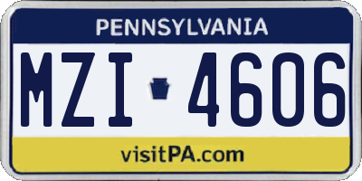 PA license plate MZI4606