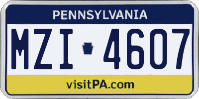 PA license plate MZI4607