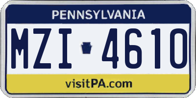 PA license plate MZI4610