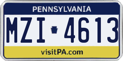 PA license plate MZI4613