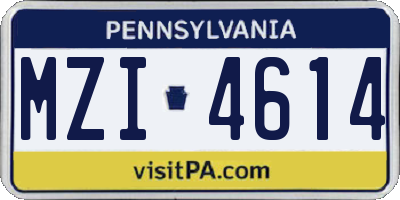 PA license plate MZI4614