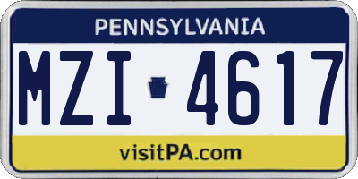 PA license plate MZI4617
