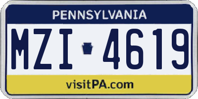 PA license plate MZI4619