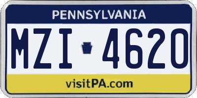 PA license plate MZI4620
