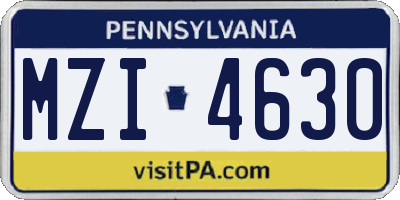 PA license plate MZI4630