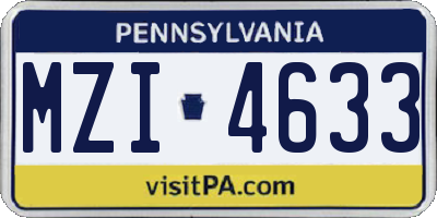 PA license plate MZI4633