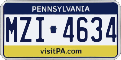 PA license plate MZI4634
