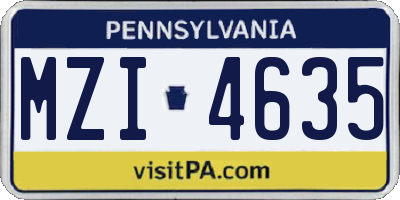PA license plate MZI4635