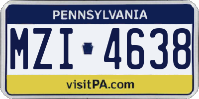 PA license plate MZI4638