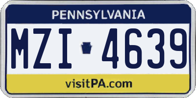 PA license plate MZI4639