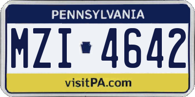 PA license plate MZI4642