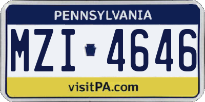 PA license plate MZI4646