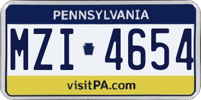 PA license plate MZI4654