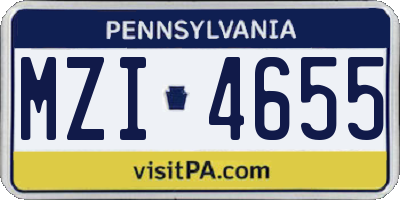 PA license plate MZI4655