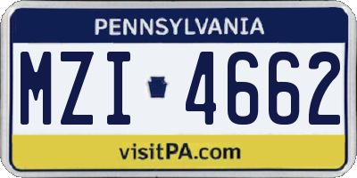 PA license plate MZI4662