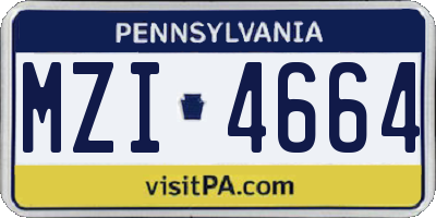 PA license plate MZI4664