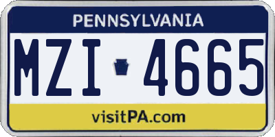 PA license plate MZI4665