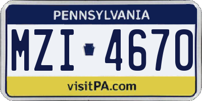 PA license plate MZI4670