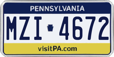 PA license plate MZI4672