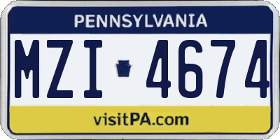 PA license plate MZI4674