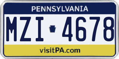 PA license plate MZI4678