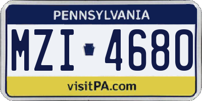PA license plate MZI4680