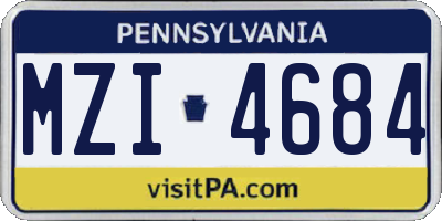 PA license plate MZI4684