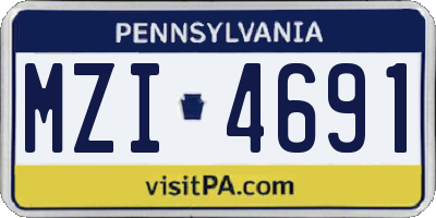 PA license plate MZI4691