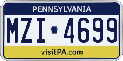 PA license plate MZI4699