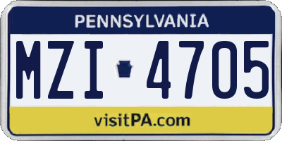PA license plate MZI4705