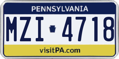 PA license plate MZI4718