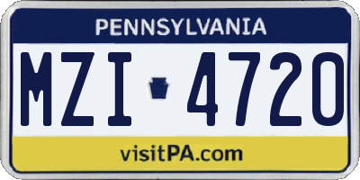 PA license plate MZI4720