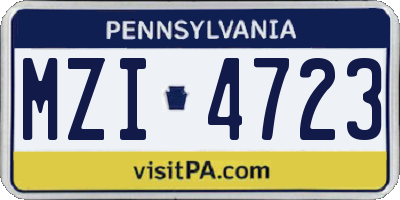 PA license plate MZI4723