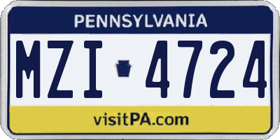 PA license plate MZI4724