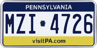 PA license plate MZI4726