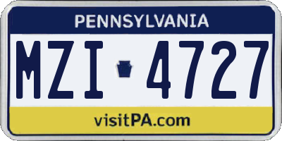 PA license plate MZI4727